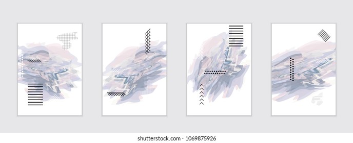 Abstract cover template with watercolor design elements. Poster with geometric shapes and multicolored transparent random overlapping shapes creating vector watercolor effect.
