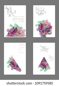 Abstract cover template with watercolor design elements. Poster with geometric shapes and multicolored transparent random overlapping shapes creating vector watercolor effect.