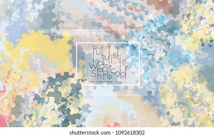 Abstract cover template with watercolor design elements. Poster with geometric shapes and multicolored transparent random overlapping shapes creating vector watercolor effect.