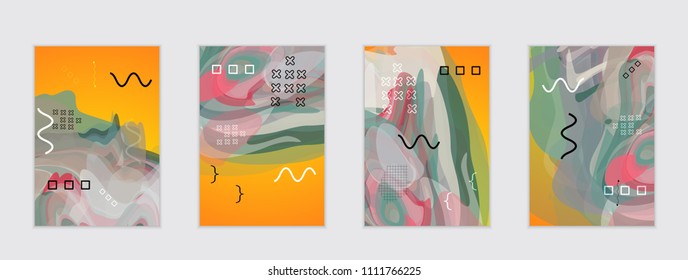Abstract cover template with watercolor design elements. Poster with geometric shapes and multicolored transparent random overlapping shapes creating vector watercolor effect.