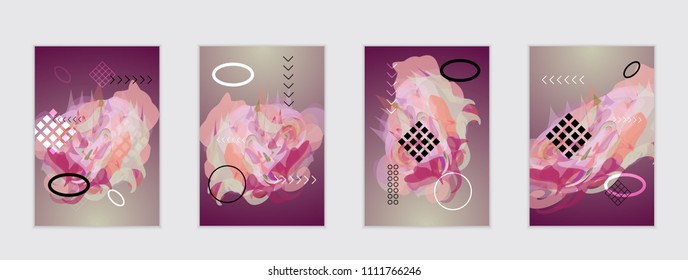 Abstract cover template with watercolor design elements. Poster with geometric shapes and multicolored transparent random overlapping shapes creating vector watercolor effect.