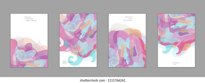 Abstract cover template with watercolor design elements. Poster with geometric shapes and multicolored transparent random overlapping shapes creating vector watercolor effect.