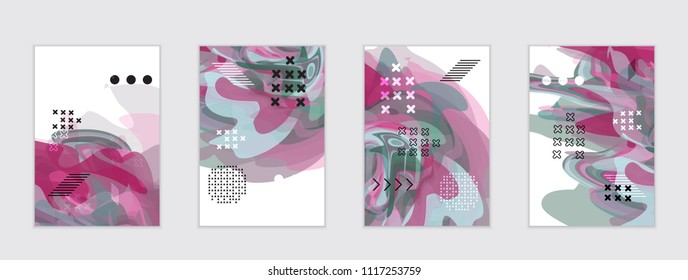 Abstract cover template with watercolor design elements. Poster with geometric shapes and multicolored transparent random overlapping shapes creating vector watercolor effect.