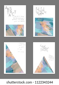 Abstract cover template with watercolor design elements. Poster with geometric shapes and multicolored transparent random overlapping shapes creating vector watercolor effect.