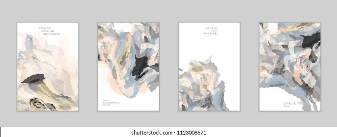 Abstract cover template with watercolor design elements. Poster with geometric shapes and multicolored transparent random overlapping shapes creating vector watercolor effect.