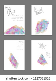 Abstract cover template with watercolor design elements. Poster with geometric shapes and multicolored transparent random overlapping shapes creating vector watercolor effect.