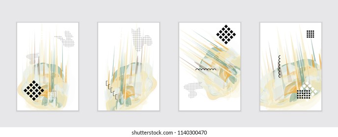 Abstract cover template with watercolor design elements. Poster with geometric shapes and multicolored transparent random overlapping shapes creating vector watercolor effect.