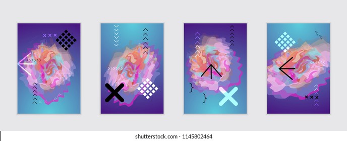 Abstract cover template with watercolor design elements. Poster with geometric shapes and multicolored transparent random overlapping shapes creating vector watercolor effect.