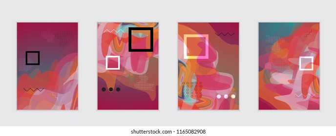 Abstract cover template with watercolor design elements. Poster with geometric shapes and multicolored transparent random overlapping shapes creating vector watercolor effect.