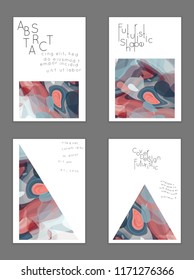 Abstract cover template with watercolor design elements. Poster with geometric shapes and multicolored transparent random overlapping shapes creating vector watercolor effect.