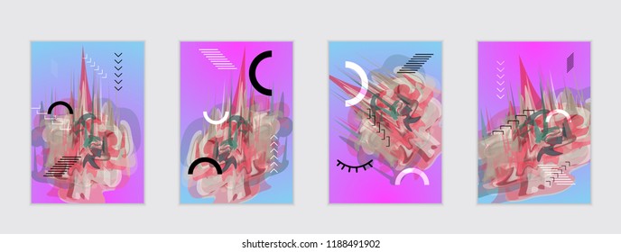 Abstract cover template with watercolor design elements. Poster with geometric shapes and multicolored transparent random overlapping shapes creating vector watercolor effect.