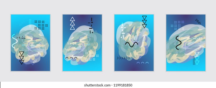 Abstract cover template with watercolor design elements. Poster with geometric shapes and multicolored transparent random overlapping shapes creating vector watercolor effect.