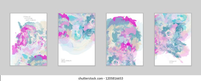 Abstract cover template with watercolor design elements. Poster with geometric shapes and multicolored transparent random overlapping shapes creating vector watercolor effect.