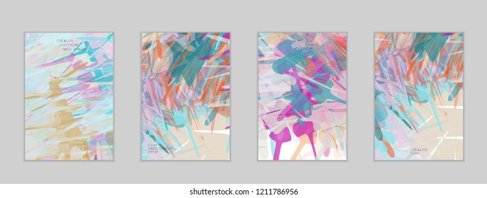 Abstract cover template with watercolor design elements. Poster with geometric shapes and multicolored transparent random overlapping shapes creating vector watercolor effect.