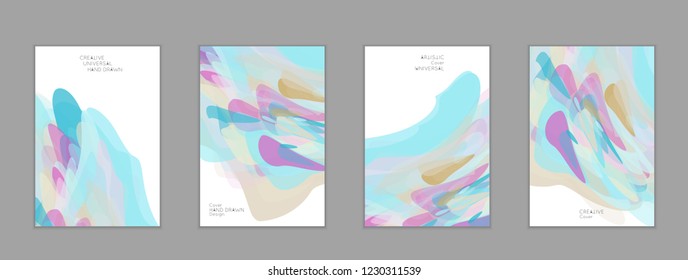 Abstract cover template with watercolor design elements. Poster with geometric shapes and multicolored transparent random overlapping shapes creating vector watercolor effect.