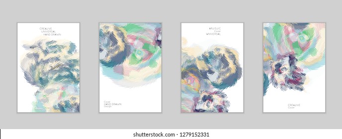 Abstract cover template with watercolor design elements. Poster with geometric shapes and multicolored transparent random overlapping shapes creating vector watercolor effect.