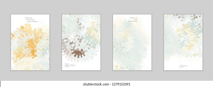 Abstract cover template with watercolor design elements. Poster with geometric shapes and multicolored transparent random overlapping shapes creating vector watercolor effect.