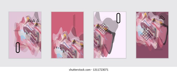 Abstract cover template with watercolor design elements. Poster with geometric shapes and multicolored transparent random overlapping shapes creating vector watercolor effect.