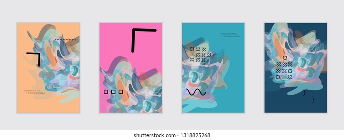 Abstract cover template with watercolor design elements. Poster with geometric shapes and multicolored transparent random overlapping shapes creating vector watercolor effect.