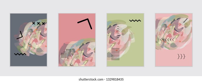 Abstract cover template with watercolor design elements. Poster with geometric shapes and multicolored transparent random overlapping shapes creating vector watercolor effect.