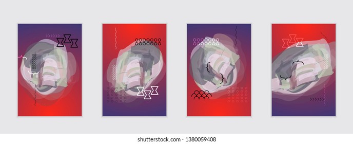 Abstract cover template with watercolor design elements. Poster with geometric shapes and multicolored transparent random overlapping shapes creating vector watercolor effect.
