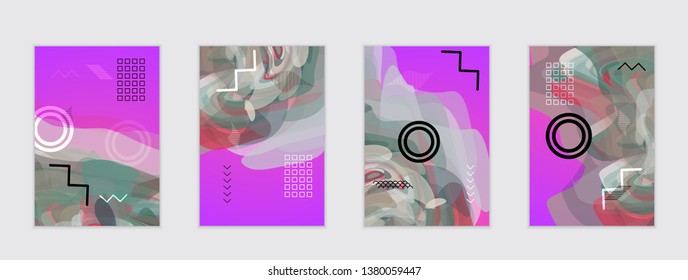Abstract cover template with watercolor design elements. Poster with geometric shapes and multicolored transparent random overlapping shapes creating vector watercolor effect.