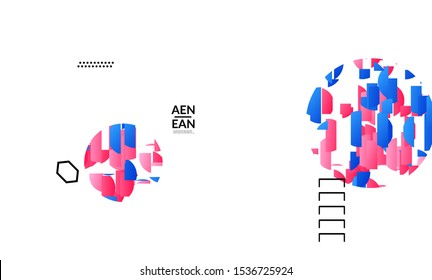 Abstract cover templates with circle filled with bright colored stripes on white. Dynamic modern design with geometric shapes. Simple colorful futuristic elements.