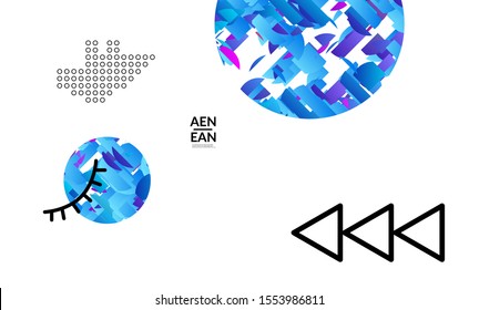 Abstract cover templates with circle filled with bright colored stripes on white. Dynamic modern design with geometric shapes. Simple colorful futuristic elements.