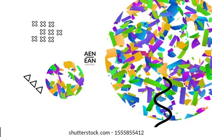 Abstract cover templates with circle filled with bright colored stripes on white. Dynamic modern design with geometric shapes. Simple colorful futuristic elements.