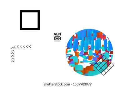 Abstract cover templates with circle filled with bright colored stripes on white. Dynamic modern design with geometric shapes. Simple colorful futuristic elements.