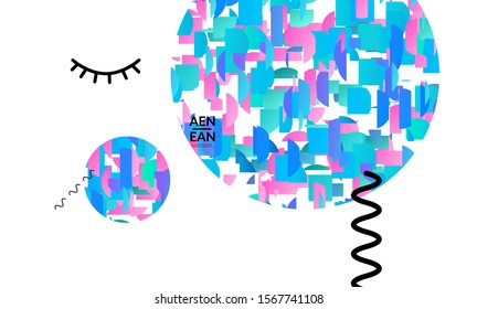 Abstract cover templates with circle filled with bright colored stripes on white. Dynamic modern design with geometric shapes. Simple colorful futuristic elements.