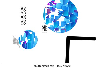 Abstract cover templates with circle filled with bright colored stripes on white. Dynamic modern design with geometric shapes. Simple colorful futuristic elements.