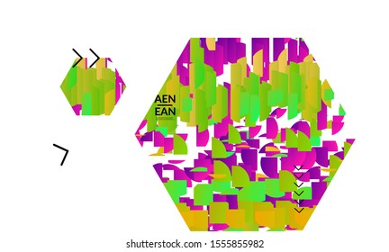 Abstract cover templates with hexagon filled with bright colored stripes on white. Dynamic modern design with geometric shapes. Simple colorful futuristic elements.