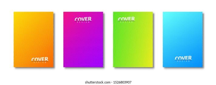 Abstract cover templates set for use in print design. Background with wavy patterns. Trendy design of poster, flyer, banner. Vector cover page templates.