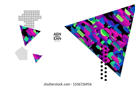 Abstract cover templates with triangle filled with bright colored stripes on white. Dynamic modern design with geometric shapes. Simple colorful futuristic elements.