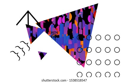 Abstract cover templates with triangle filled with bright colored stripes on white. Dynamic modern design with geometric shapes. Simple colorful futuristic elements.