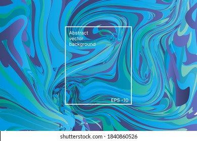 Abstract cover with vector curved lines, water flow. Birch blue tones. Colored surface. Optical illusion of space distortion. EPS - 10