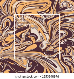 Abstract cover with vector curved lines. Brown-orange tones. Colored surface. Optical illusion of space distortion. EPS - 10