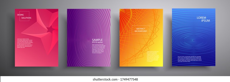 Ilustración del vector de portada abstracta. Diseño geométrico futuro. Colección de plantillas para folletos, carteles, portadas, cuadernos, revistas, pancartas, volantes y tarjetas.
