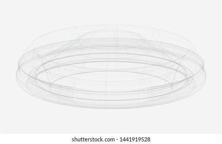 Abstract covered round arena sketch. Simple illustration of covered round arena vector sketch for web design isolated on white background