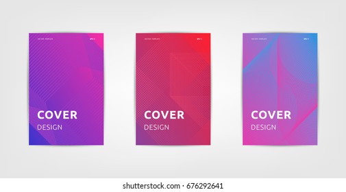 Abstract covers design, gradients vector set.Brochure template layout, cover design annual report, magazine, flyer in A4 with figures and lines triangles, square, circles, flower, polygons for science