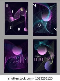 Abstract covers design templates. Futuristic geometric style with gradinets shapes and digital particle waves