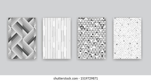 Abstract covers. Geometric grey vector patterns