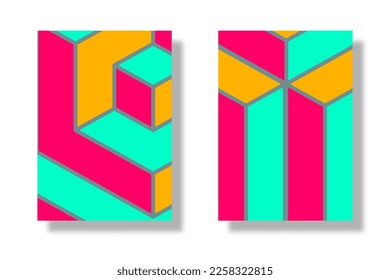 Abstract covers with minimal design. Bright geometric backgrounds for design with simple shape and figure. Applicable for Banners, Placards, Posters or Flyers. Vector illustration