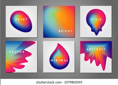 Abstract covers set with color fluid shapes. Modern backgrounds. Watercolor raindow drops.