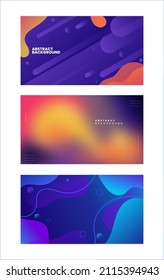 cubiertas abstractas con gradientes de fluido. Ilustración vectorial para fondo de escritorio, página de aterrizaje, cartel, fondo, tarjeta, ilustración del libro, página de aterrizaje, portada