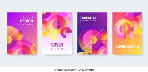 Abstract covers set. Gradient circle shapes composition. Modern colorful background. Trendy geometric posters.