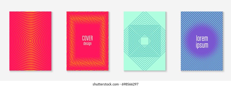 Abstract covers set. Minimal trendy vector with halftone gradients. Geometric future template for flyer, poster, brochure and invitation. Minimalistic colorful cover. Abstract shapes illustration.