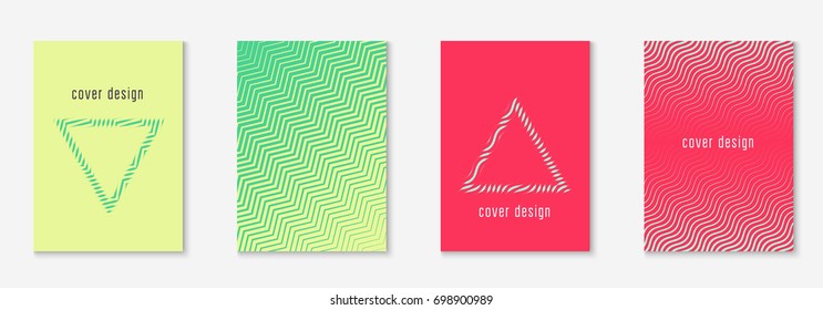 Abstract covers set. Minimal trendy vector with halftone gradients. Geometric future template for flyer, poster, brochure and invitation. Minimalistic colorful cover. Abstract shapes illustration.
