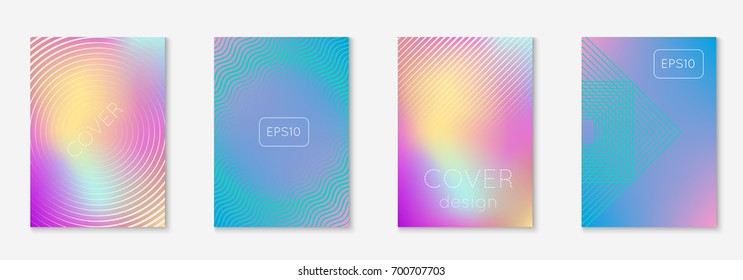 Abstract covers set. Minimal trendy vector with halftone gradients. Geometric future template for flyer, poster, brochure and invitation. Minimalistic colorful cover. Abstract shapes illustration.